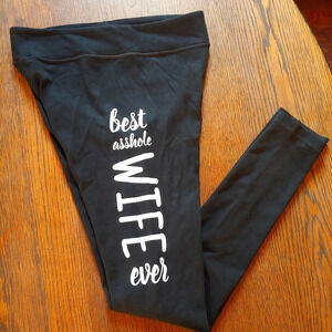 Xlusion Black Graphic Best Wife Leggings Size Women's Medium NEW